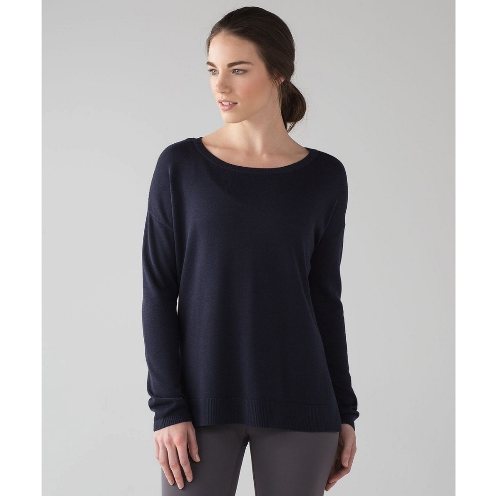 Lululemon Well Being Sweater Midnight Navy Small Mesh Workout Yoga Travel